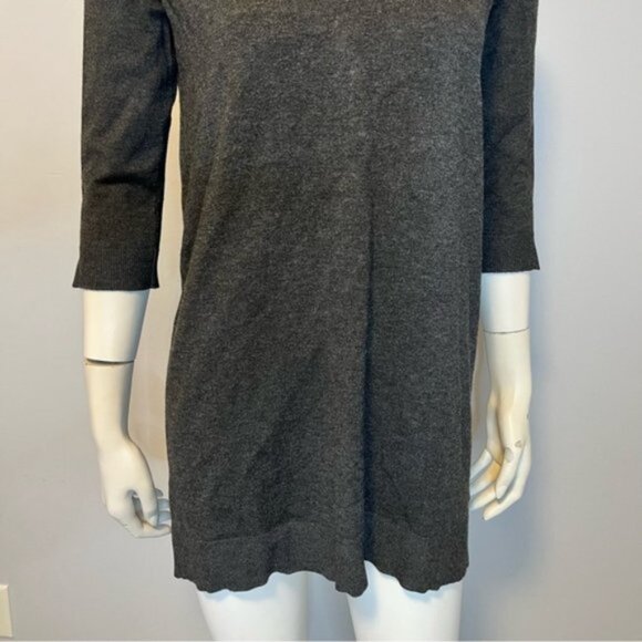 525 America V-Neck Knit Shirt Dress Lace-Up Back With Deep V-Neck Gray Size XS - Picture 10 of 10